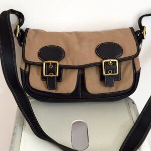 Rare Vintage Coach Canvas & Leather Shoulder Bag – Tan & Black